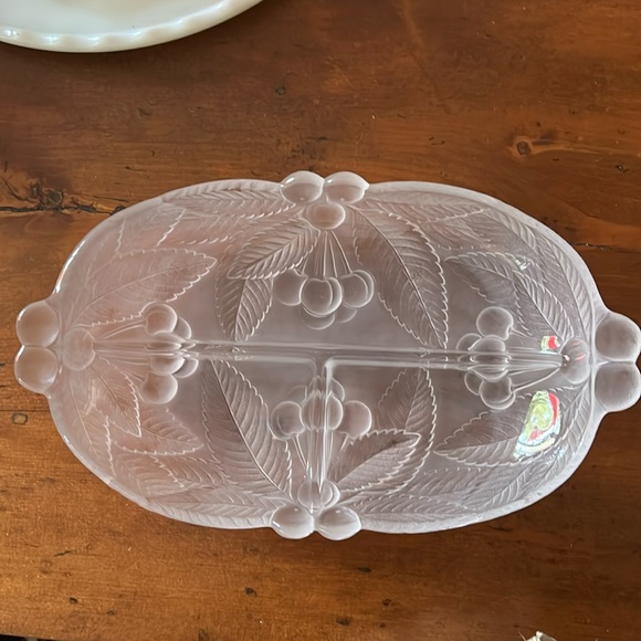 Mikasa Other - Mikasa frosted glass divided serving dish.  Bountiful cherries pattern